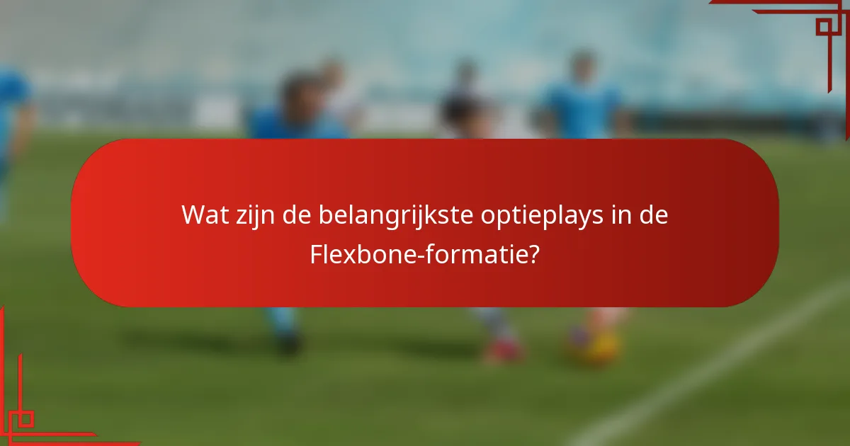 Wat zijn de belangrijkste optieplays in de Flexbone-formatie?