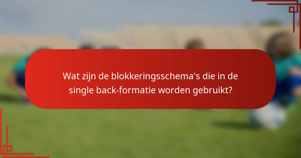 Wat zijn de blokkeringsschema's die in de single back-formatie worden gebruikt?