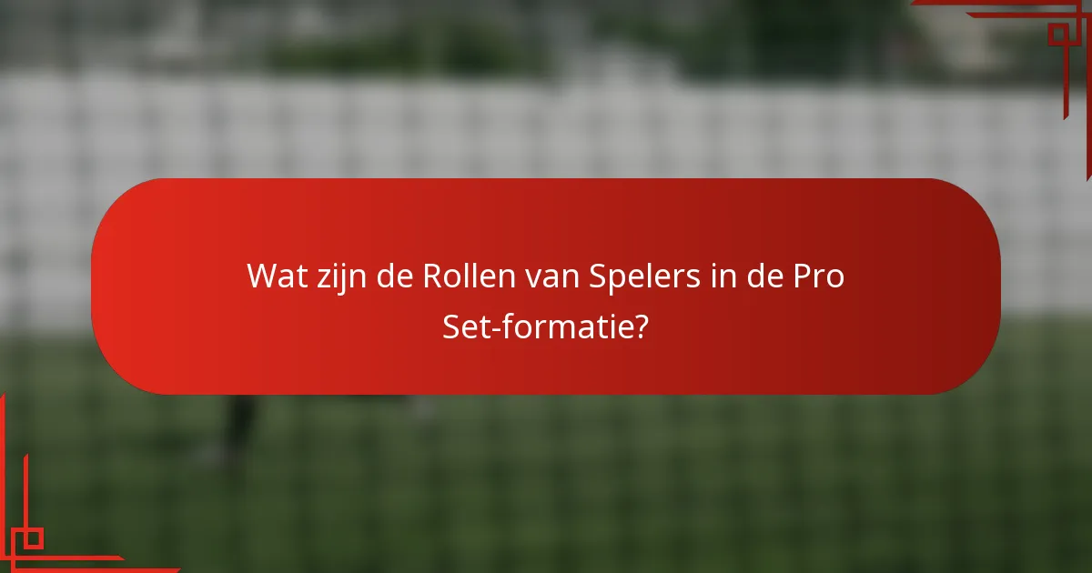 Wat zijn de Rollen van Spelers in de Pro Set-formatie?
